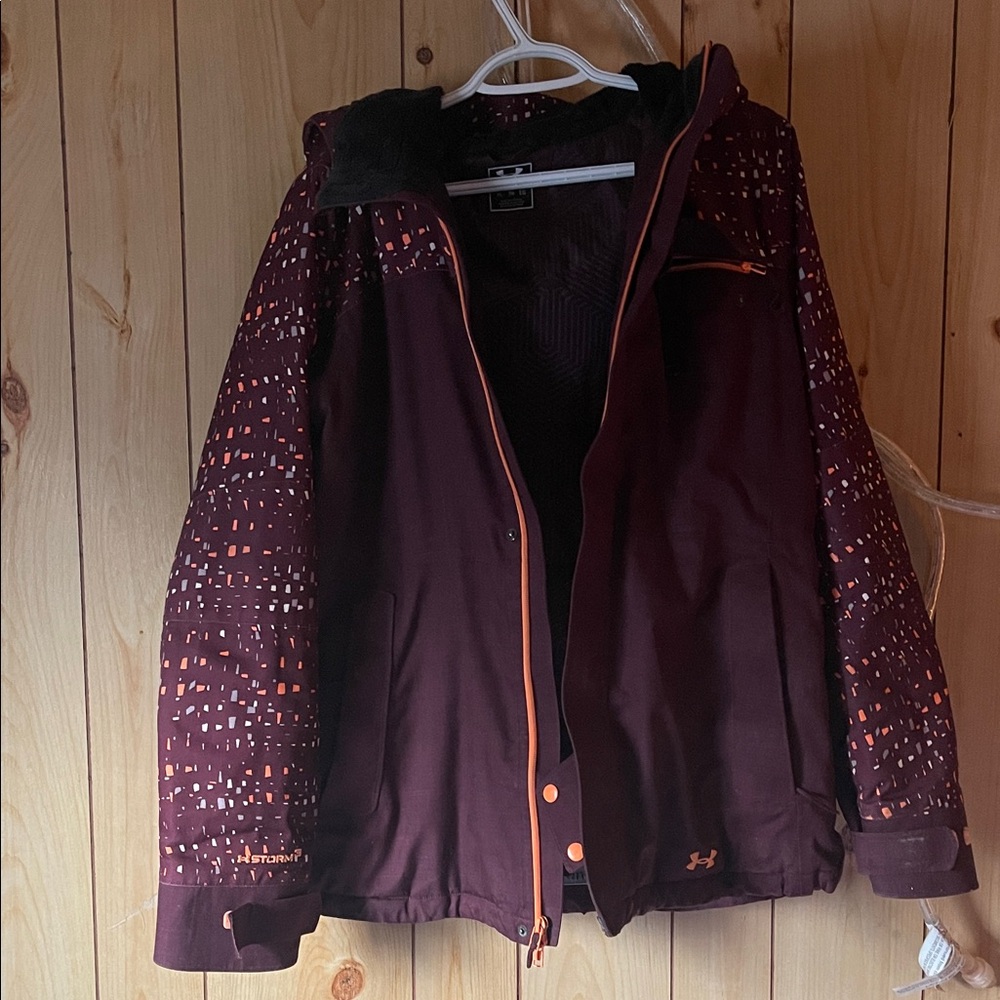 Under Armour Women's Burgundy and Orange Ski Jacket